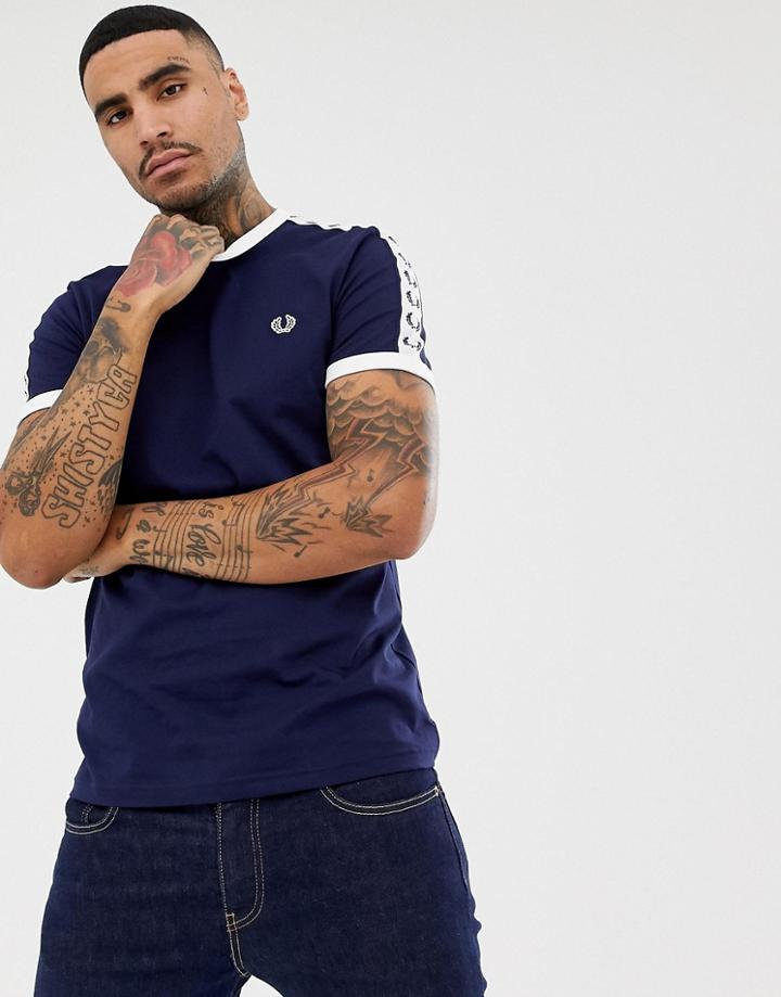 Fred Perry Sports Authentic Taped Ringer T-shirt In Navy - Navy