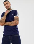 Fred Perry Sports Authentic Taped Ringer T-shirt In Navy - Navy