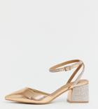 Asos Design Wide Fit Whinnie Embellished Mid Heels-gold