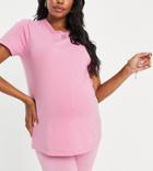 Asos Design Maternity Ultimate T-shirt With Crew Neck In Cotton Blend In Pink