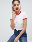 Missguided Contrast Edge T-shirt - White