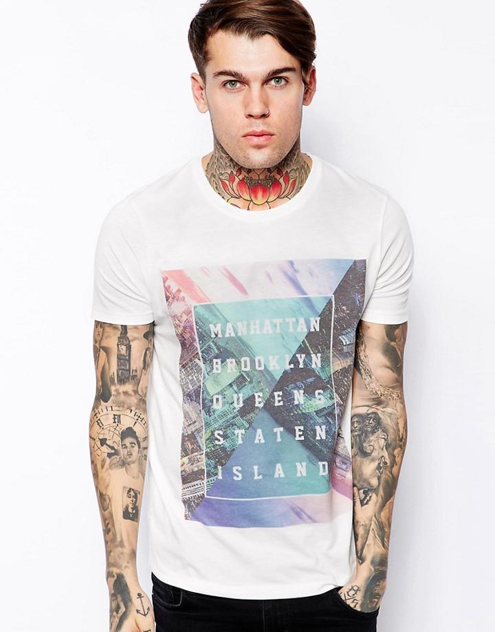 Asos T-shirt With New York Print - White