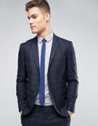 Jack & Jones Premium Slim Suit Jacket With Check - Navy