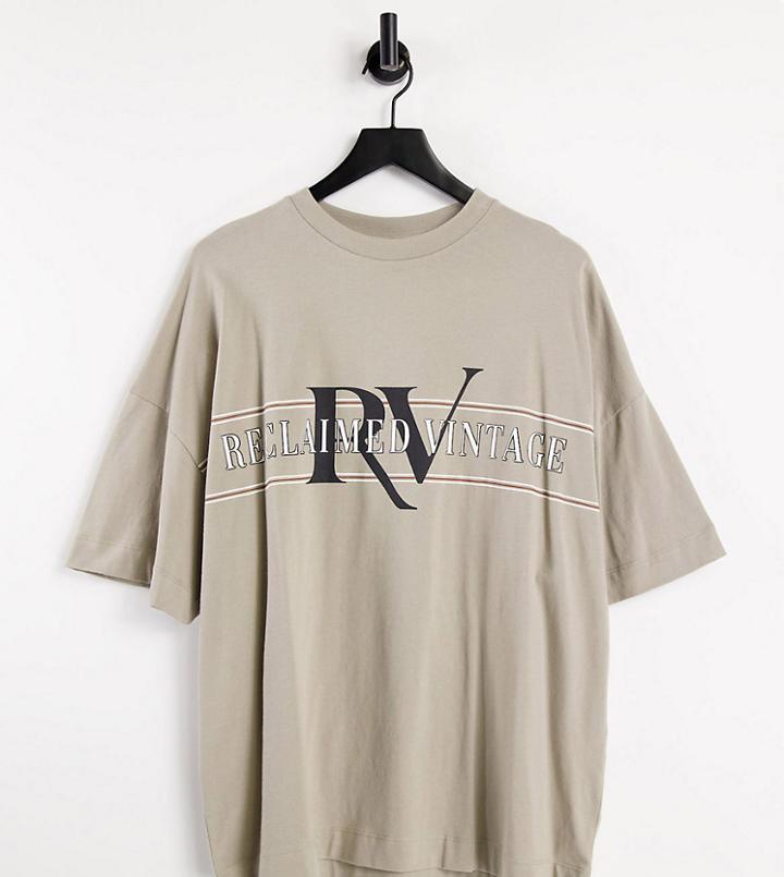 Reclaimed Vintage Inspired Organic Cotton Logo T-shirt In Stone-neutral