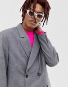 Collusion Oversized Suit Jacket In Prince Of Wales Check - Gray