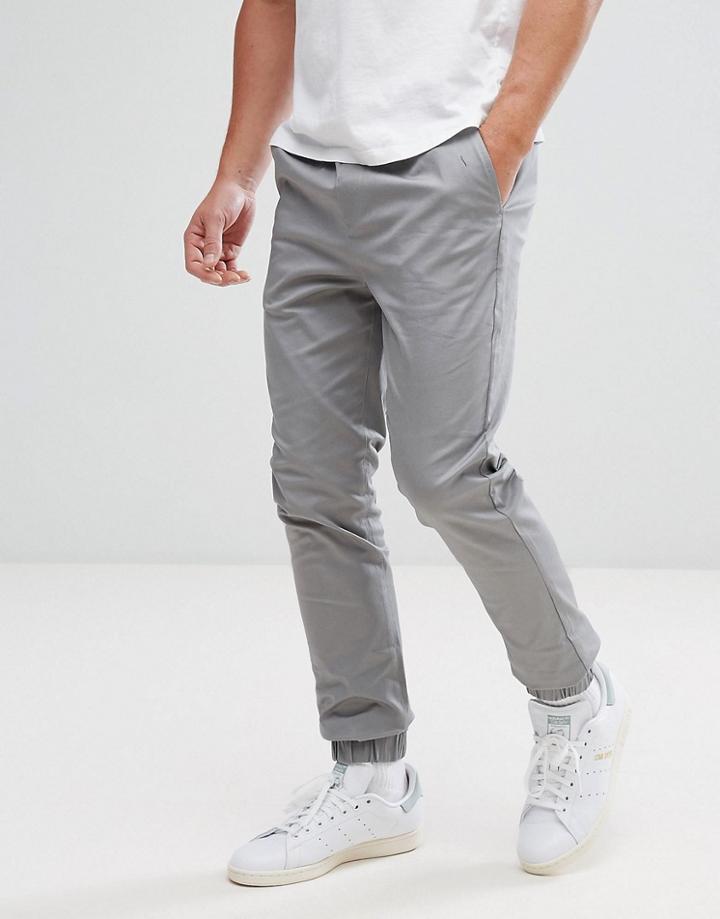 Asos Skinny Woven Joggers In Warm Gray - Gray