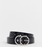 River Island Belt With Double Circle Buckle In Black