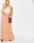 Vila Tiered Maxi Skirt - Pink Sand