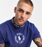 Polo Ralph Lauren X Asos Exclusive Collab T-shirt With Chest Circle Logo And Neck Logo In Navy