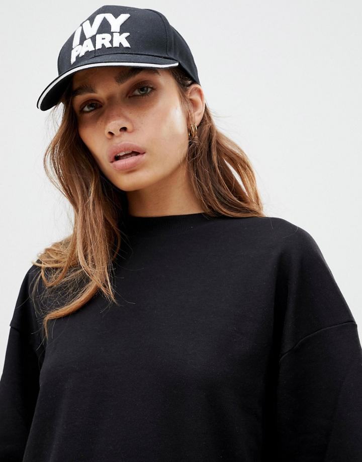 Ivy Park Logo Baseball Cap In Black - Black