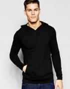 Asos Lightweight Jersey Extreme Muscle Hoodie In Black - Black