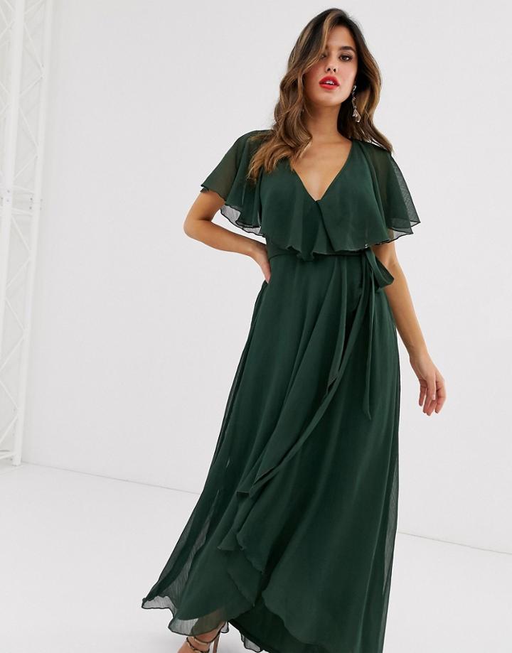 Asos Design Cape Back Dipped Hem Maxi Dress