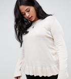 Brave Soul Plus Magoo Frill Hem Sweater - Cream