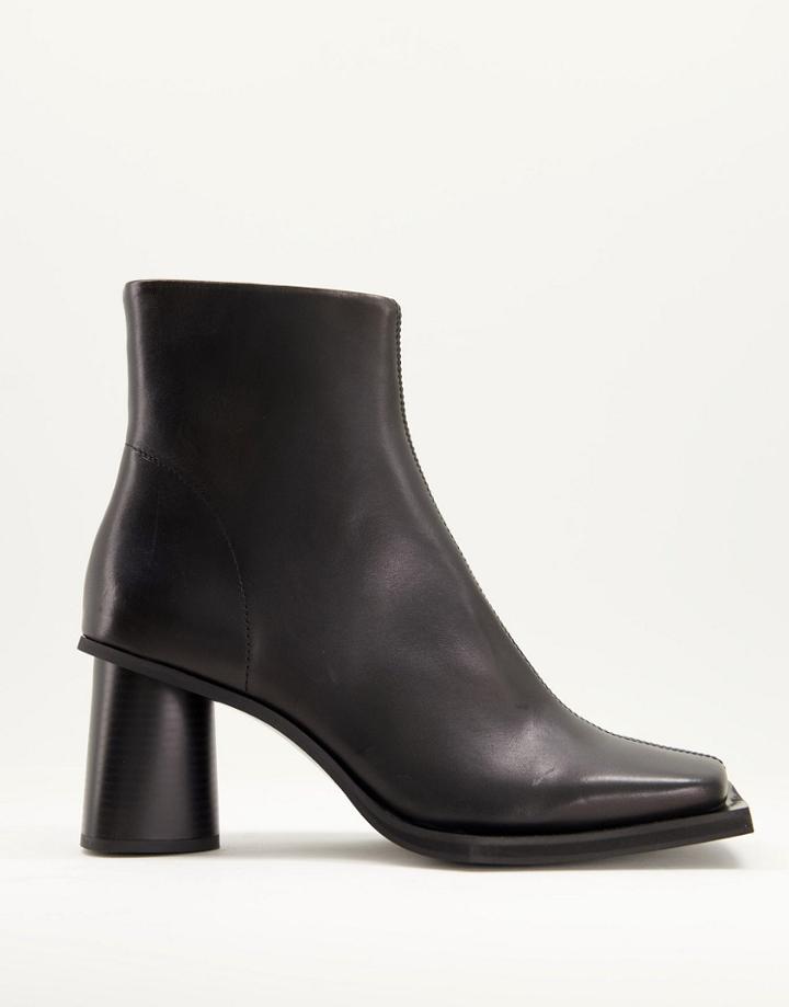 Asos Design Heeled Chelsea Boots With Extreme Square Toe And Round Heel In Black Leather