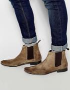 Frank Wright Chelsea Boots In Taupe Suede - Brown