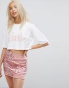 Missguided Barbie Cropped T-shirt - White