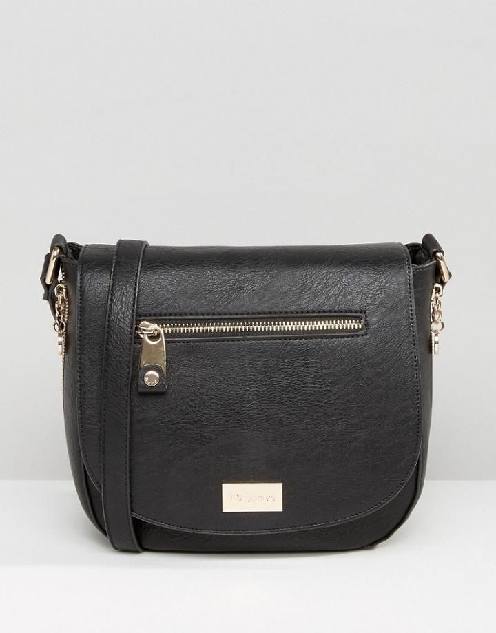 Dune Smooth Saddle Bag With Zip Detail - Black