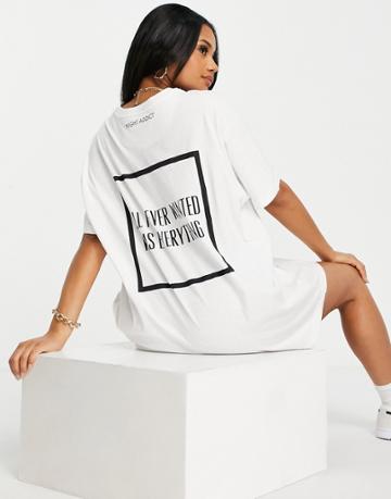 Night Addict Back Print Oversized T-shirt Dress-white