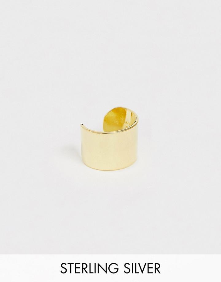 Asos Design Sterling Silver Ear Cuff In 14k Gold Plate - Gold