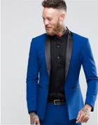 Asos Super Skinny Tuxedo Suit Jacket In Blue - Blue