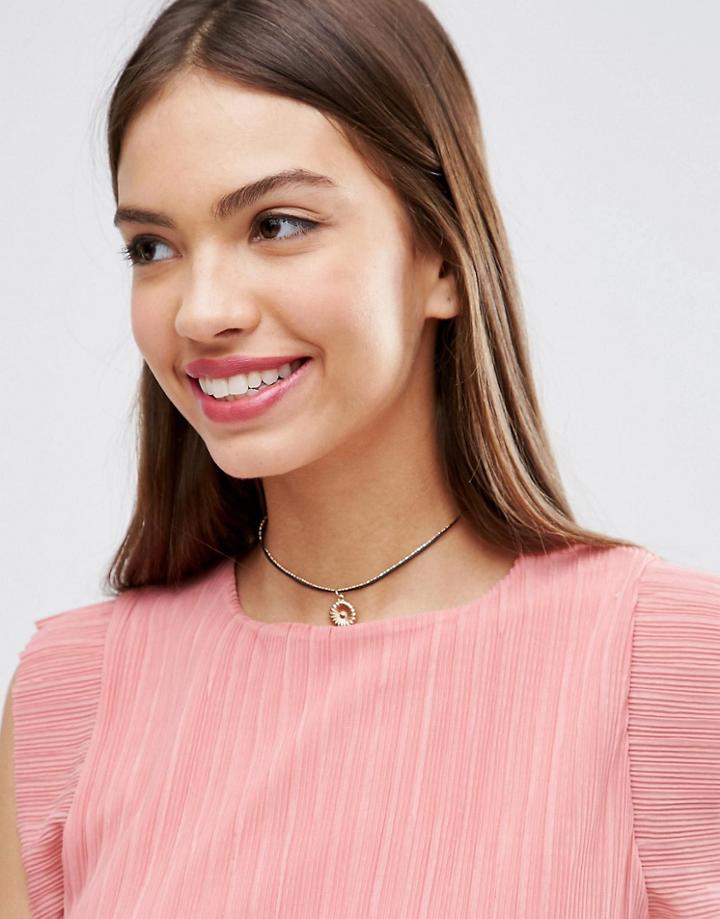 Asos Multirow Vintage Daisy Choker Necklace - Black