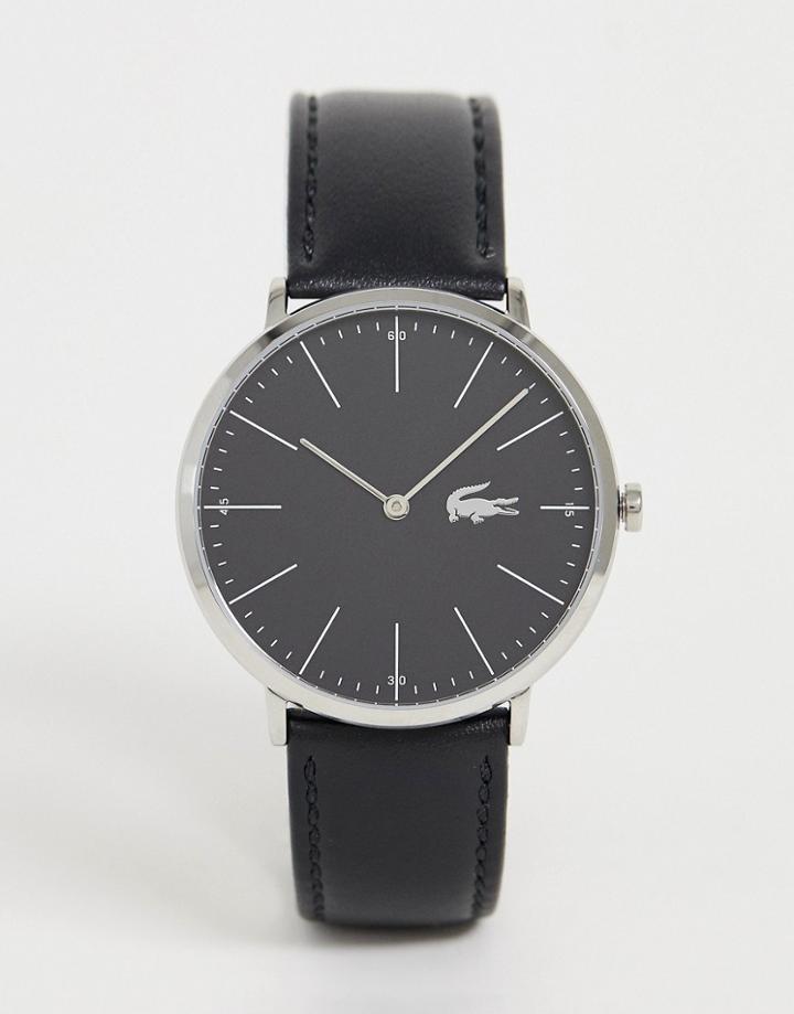 Lacoste Moon Leather Watch In Black