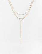 Asos Design Lariat Necklace In Gold Tone