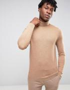 Burton Menswear Roll Neck Sweater - Tan