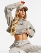 The Couture Club Archive Logo Cropped Tracksuit Hoodie - Part Of A Set-neutral