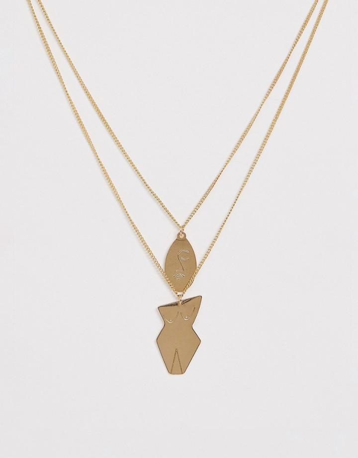 French Connection Abstract Face And Body Necklace
