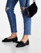 Asos Design Mentor Bow Loafer Flat Shoes In Black