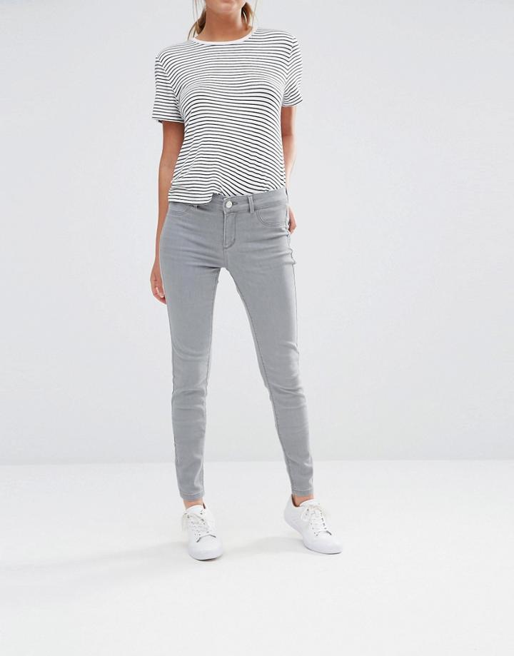 Oasis Grey Mid Rise Skinny Denim Jean - Gray