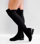 Asos Knight Wide Fit Stretch Over The Knee Boots - Black
