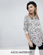 Asos Maternity Shirt In Abstract Animal - Multi