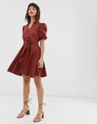 Y.a.s Gathered Sleeve Mini Dress-orange