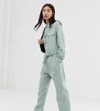 Weekday Boiler Suit With Tie Waist In Mint - Green