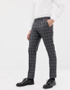 Farah Slim Fit Check Suit Pants In Gray