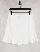 Asos Design Shirred Mini Skirt In Crinkle In White