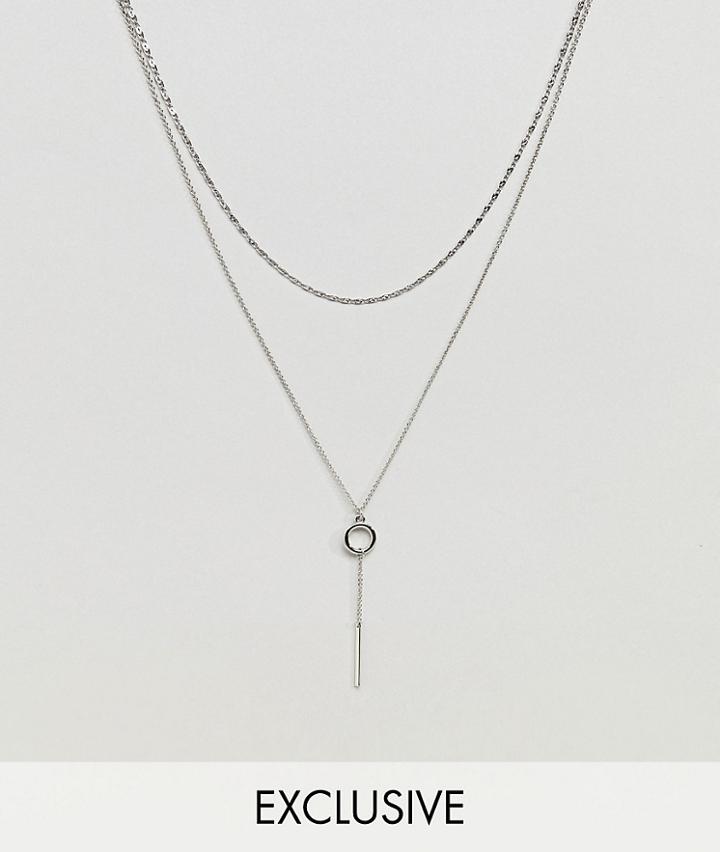 Designb Chain & Pendant Silver Necklace In 2 Pack Exclusive To Asos - Silver