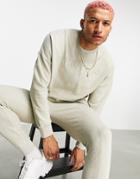 Siksilk Half & Half Crew Sweatshirt In Beige-neutral