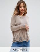 Asos Petite Sweater With Deconstructed Ladder Detail - Beige