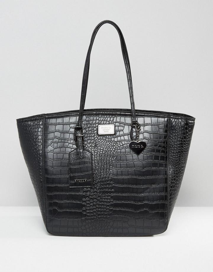 Marc B Kandi Croc Simple Shopper Bag - Black