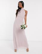 Maids To Measure Bridesmaid High Neck Maxi Dress In Chiffon-grey
