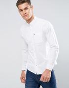 Hollister Logo Oxford Shirt Stretch Slim Fit In White - White