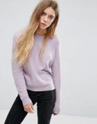 Asos Sweater In Fluffy Yarn With Crew Neck - Purple