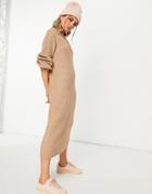 Object Maxi Knitted Dress In Brown