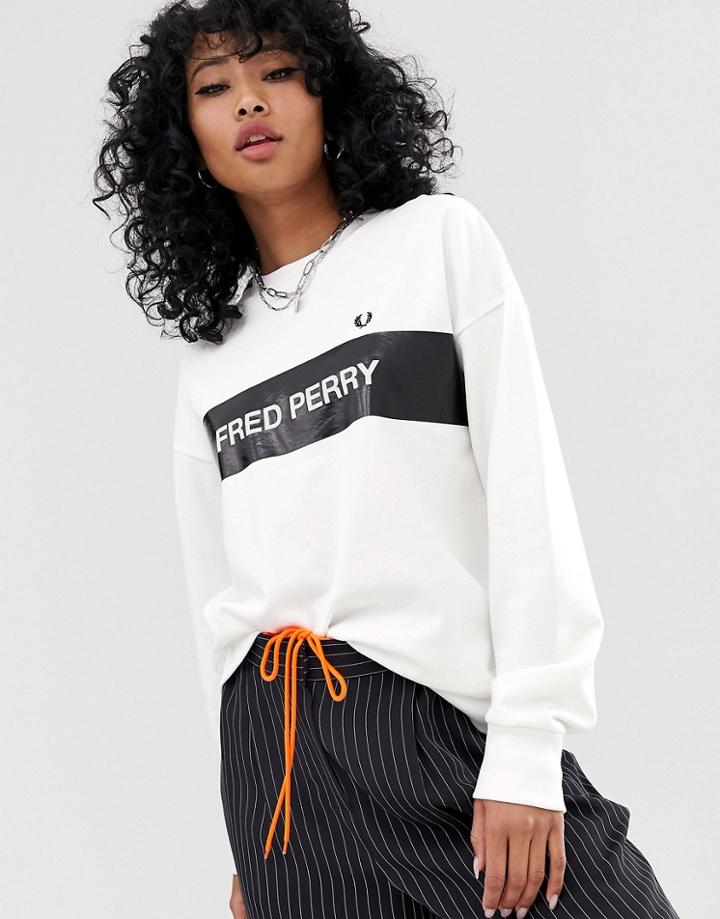 Fred Perry Logo Stripe Sweatshirt - White