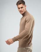 Selected Homme Silk Mix Roll Neck Sweater - Brown