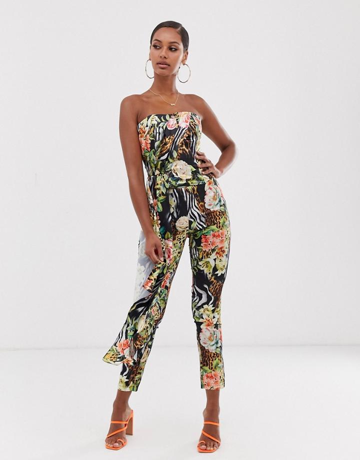 John Zack Cigarette Pants Two-piece In Tropical Print-multi