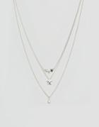 Monki Triple Star Chain Necklace - Silver
